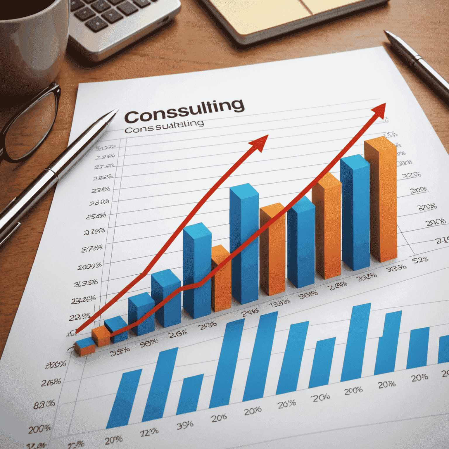 A graph showing upward trends in business consulting